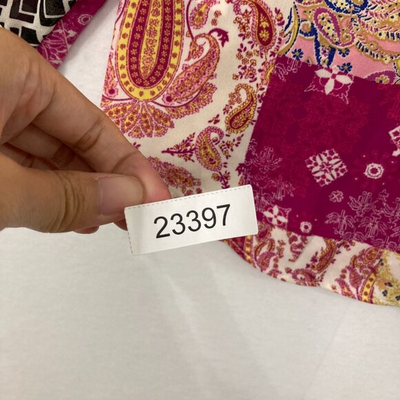 Rose & Olive Large Orange Pink Boho Paisley Soft Flowy Button Down Elegant - Picture 11 of 11